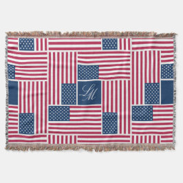 Monogramm patriotische amerikanische Flagge Americ Decke