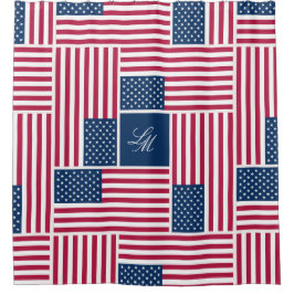 Monogramm patriotische amerikanische Flagge Americ Duschvorhang