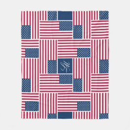 Monogramm patriotische amerikanische Flagge Americ Fleecedecke