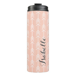 Monogramm Peach und Gray Arrows Thermosbecher