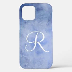 Monogramm Personal Blau-Weiß-Aquarell Case-Mate iPhone Hülle