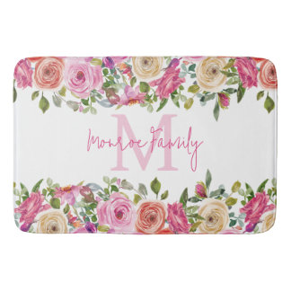 Monogramm | Personalisiere | Aquarell | Floral Badematte