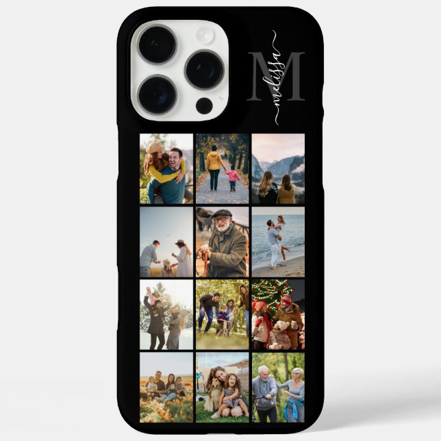 Monogramm Personalisiert 12 FotoCollage Case-Mate iPhone Hülle (Rückseite)