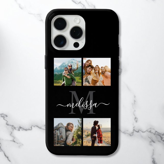 Monogramm Personalisiert 4 FotoCollage Case-Mate iPhone Hülle (Von Creator hochgeladen)