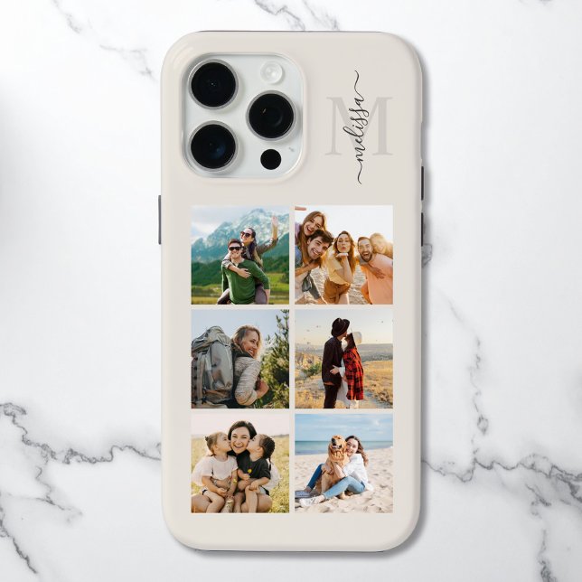 Monogramm Personalisiert 6 FotoCollage Case-Mate iPhone Hülle (Von Creator hochgeladen)