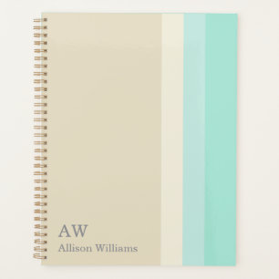 Monogramm Personalisiert Beige und Aquablau Planer
