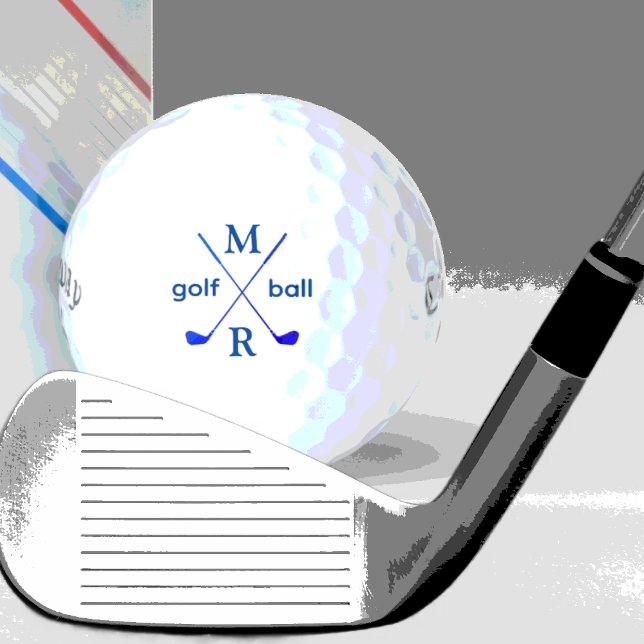Monogramm personalisiert blaues Monogramm Golfball (Von Creator hochgeladen)