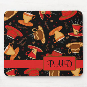Monogramm Personalisiert für Red & Black Coffee Cu Mousepad