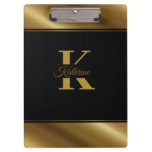 Monogramm personalisiert goldfarben klemmbrett (Vorderseite)