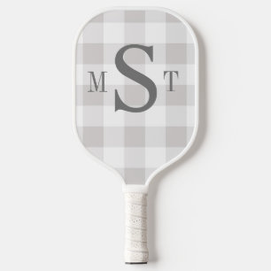 Monogramm Personalisiert Graues Kariertes Pickleba Pickleball Schläger