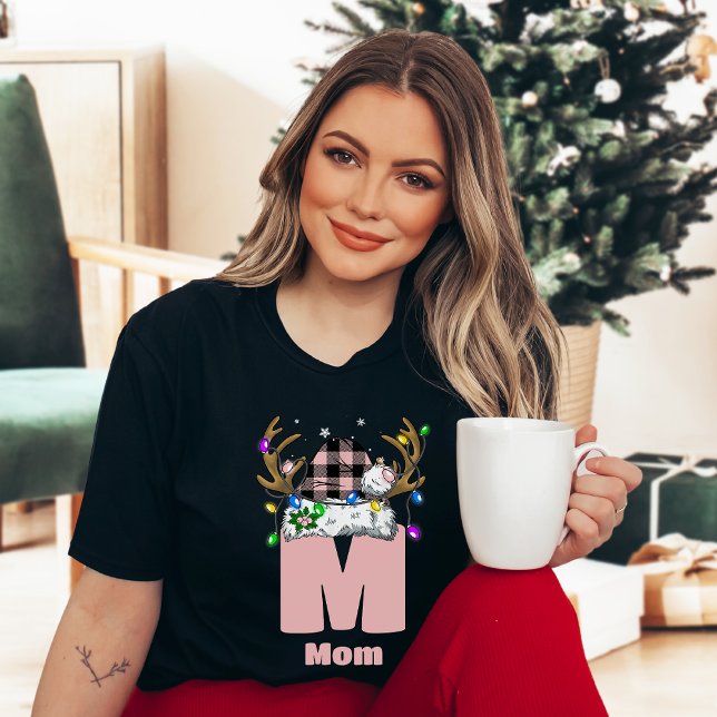 Monogramm Personalisiert mit Name Rosa Weihnachten T-Shirt (Von Creator hochgeladen)