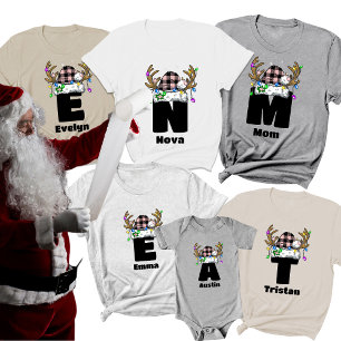 Monogramm Personalisiert mit Name Rosa Weihnachten T-Shirt