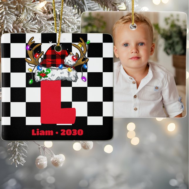 Monogramm Personalisiert mit Name Weihnachten Keramikornament (Von Creator hochgeladen)