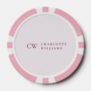 Monogramm Personalisiert rosa Initial-Poker-Chip Pokerchips