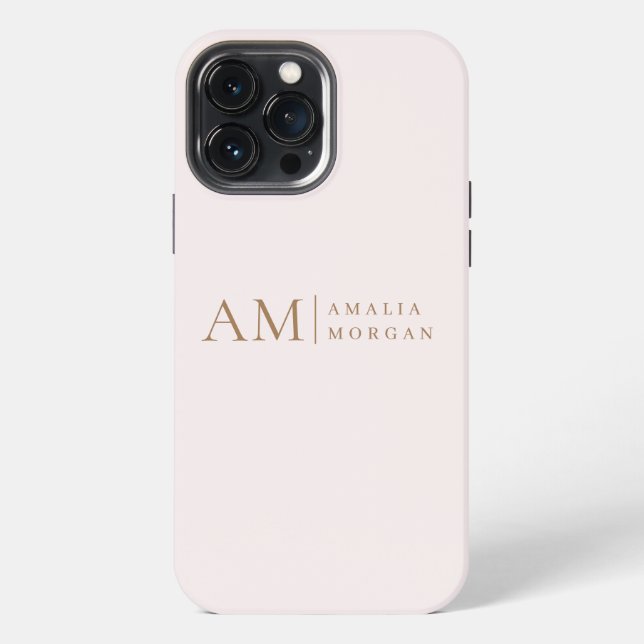 Monogramm Personalisiert rosa Initial und Name iPhone Hülle (Rückseite)