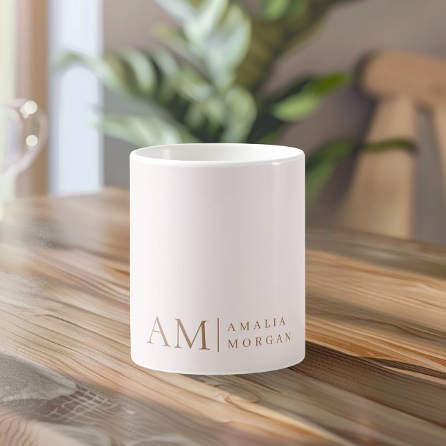 Monogramm Personalisiert rosa Initial und Name Kaffeetasse (Von Creator hochgeladen)