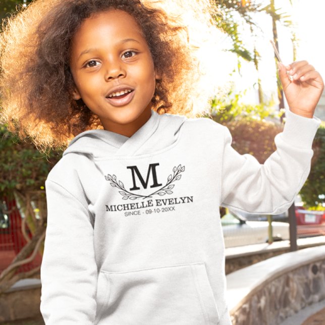 Monogramm personalisiert Schwarz-Weiß-Name Hoodie (Von Creator hochgeladen)