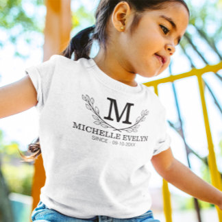 Monogramm personalisiert Schwarz-Weiß-Name T-Shirt