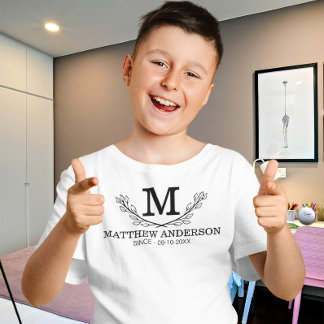 Monogramm personalisiert Schwarz-Weiß-Name T-Shirt