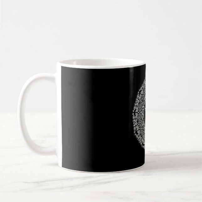 Monogramm Personalisiert Schwarz/Weiß-Swirbel-Desi Kaffeetasse (Links)