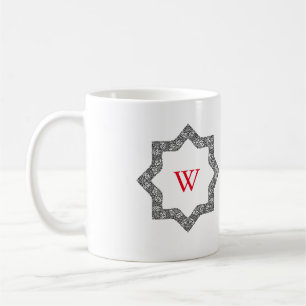 Monogramm Personalisiert Schwarz/Weiß-Swirbel-Desi Tasse