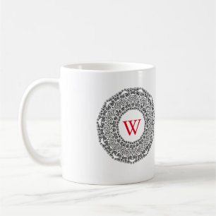Monogramm Personalisiert Schwarz/Weiß-Swirbel-Desi Tasse