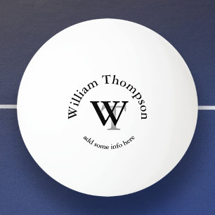Monogramm personalisiert weiß tischtennisball