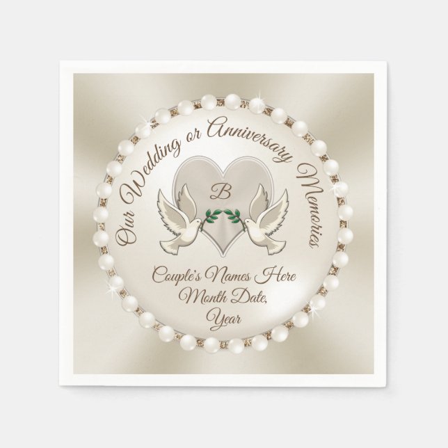 Monogramm, Personalisierte Hochzeitsdiener Napkins Serviette (Vorderseite)