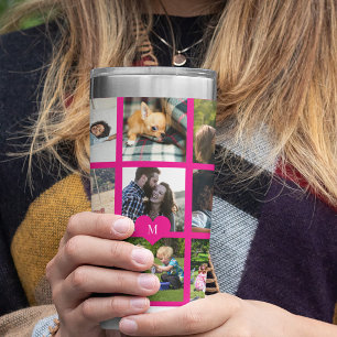 Monogramm personalisierte moderne Mehrfach-Foto-Co Thermobecher