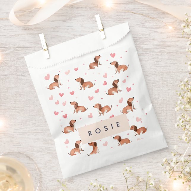 Monogramm Personalisierte Niedliche Dackel Dog Geschenktütchen (Ausgeschnitten)