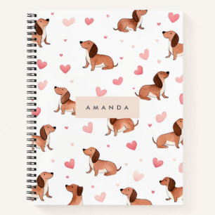 Monogramm Personalisierte Niedliche Dackel Dog Notizbuch