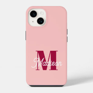 Monogramm Personalisierte rosa Anfangsbuchstaben iPhone 14 Hülle