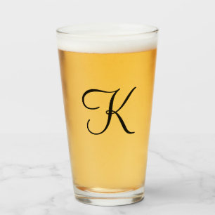 Monogramm Personalisierte schwarze Schrift Trinken Glas