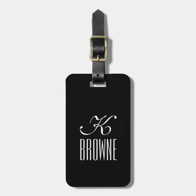 Monogramm | Personalisierte Schwarzweißbilder | Gepäckanhänger (Vorderseite vertikal)