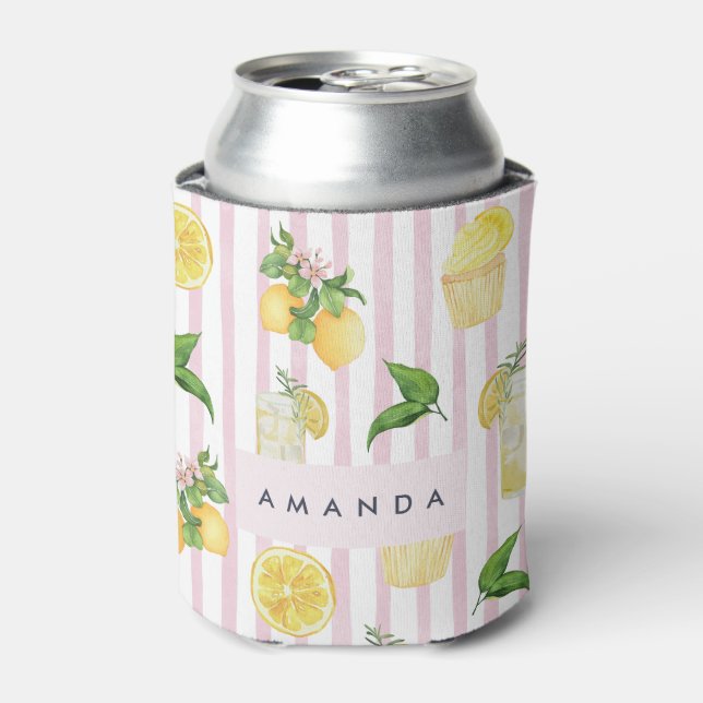 Monogramm Personalisierte Wasserfarben Lemonade Dosenkühler (Kanne Vorderseite)