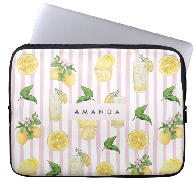 Monogramm Personalisierte Wasserfarben Lemonade Laptopschutzhülle (Vorderseite)