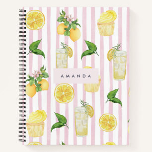 Monogramm Personalisierte Wasserfarben Lemonade Notizbuch