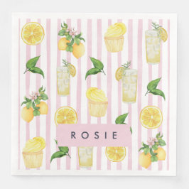 Monogramm Personalisierte Wasserfarben Lemonade Serviette