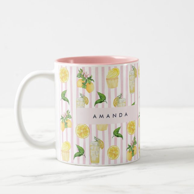 Monogramm Personalisierte Wasserfarben Lemonade Zweifarbige Tasse (Links)