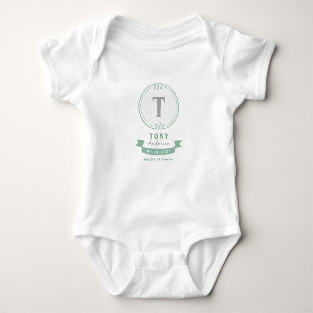 Monogramm personalisierter Babykeepsakes Baby Strampler (Vorderseite)