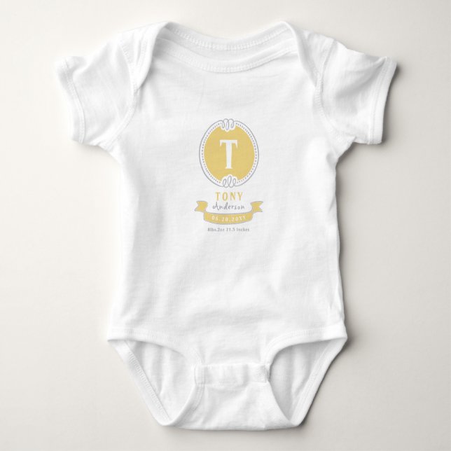 Monogramm personalisierter Babykeepsakes Baby Strampler (Vorderseite)