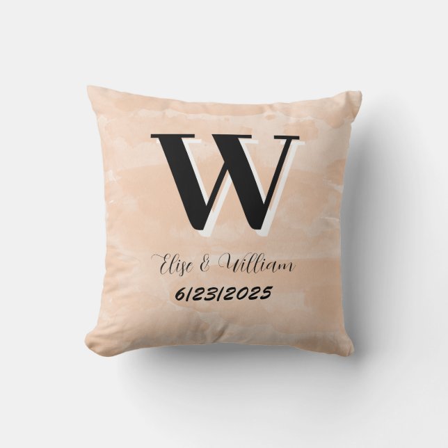 Monogramm personalisierter Hochzeitssake Kissen (Vorderseite)