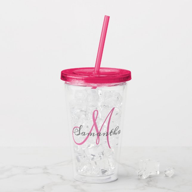 Monogramm personalisierter Name Acryltrinkbecher (Rückseite Ice)