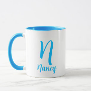 Monogramm personalisierter Name Eleganblau Typogra Tasse