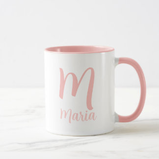 Monogramm personalisierter Name Elegante rosa Typo Tasse