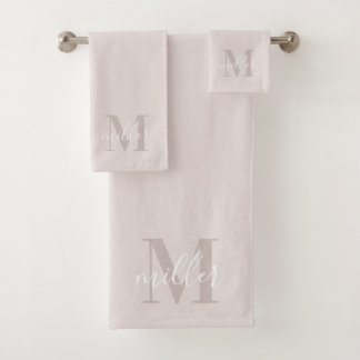 Monogramm Personalisierter Name für moderne rosa Badhandtuch Set