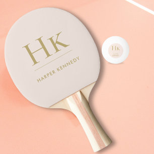 Monogramm personalisierter Name Rosa Gold Tischtennis Schläger