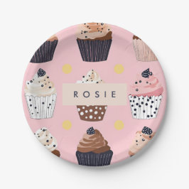 Monogramm Personalisierter Niedlicher Süßkuchen Pappteller