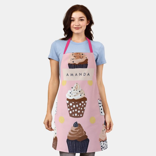 Monogramm Personalisierter Niedlicher Süßkuchen Schürze (Getragen)