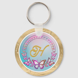 Monogramm personalisierter Schmetterling Schlüsselanhänger